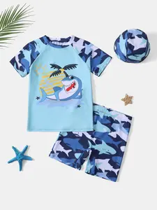 Boy's Swimsuit Set, Quick-drying Comfortable Kids with Swimhat, Soft and Breathable Swimsuit for Beach Holiday, Toddler Swimsuit