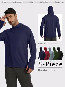 Five Packs Boyfriend-style Summer Sun-protective Men's Quick-drying Breathable Long-sleeved T-shirts Moisture-wicking Sweat-absorbing Casual Sportswear for Fitness Exercise Running at Home or Work Menswear