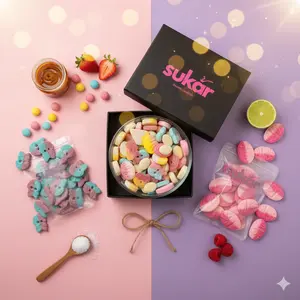 Sukar Candy Combo Pack – Sweet & Sour BUBS Mix, Juicy Berry Strawberry Pomegranate, Dizzy Skulls Bubble Gum – Vegan Snack Bonbon