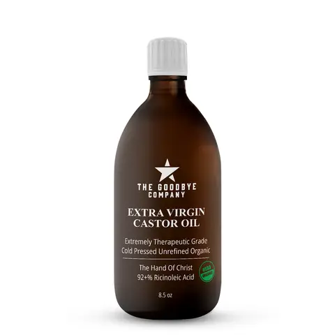 The Goodbye Company Extra Virgin Organic Castor Oil 4.24–16.9oz, 100% Pure Cold-Pressed Unrefined Multi-Purpose Beauty Oil, USDA Certified for Hair Growth, Eyelash & Eyebrow Enhancement, Skin Nourishment & Anti-Aging – Hydrating, Natural Care