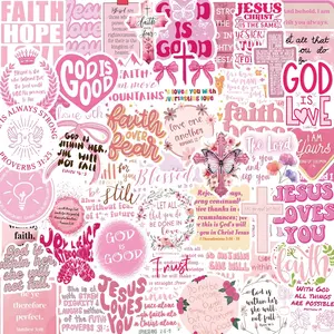 Pink Christian Stickers 55 PCS, Inspirational Bible Verse Stickers, Waterproof Jesus Sticker for Water Bottles Laptop Journaling, Adults Women Faith Gifts