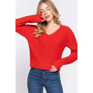 Dolman Slv Strappy Open Back Sweater