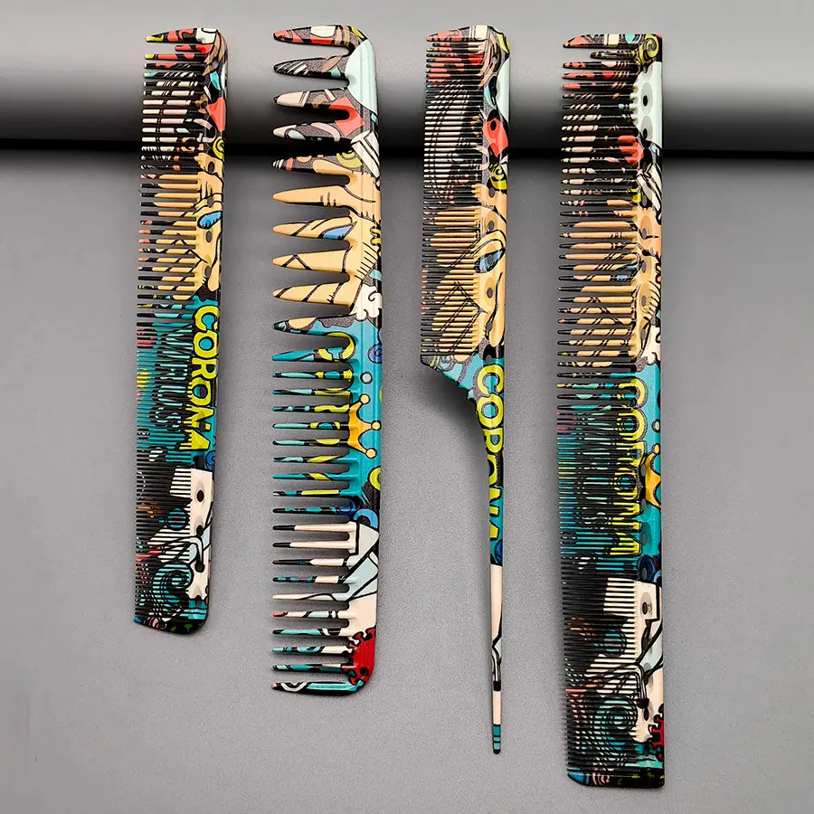 Beautiful 4-Piece Comb Set, Durable PC Resin Material, Ideal for Hair Styling, Salon & Home Use, Essential Hair Cutting Combs, Haircut Combs, Durable Hairdressing Comb, Hair Tools