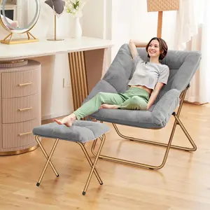 Comfy Saucer Chair, Reading Chairs for Adults, Kids,Foldable Living Room Chairs, Soft Faux Fur Lounge Chair for Bedroom，portable chair