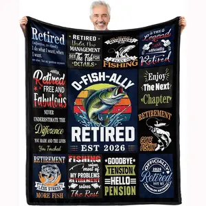 Retirement gifts for male fishermen, retirement blankets for fishermen, retirement gift blankets for fishing enthusiasts, creative gifts, blankets for home, office, travel and camping use, essential bedding items