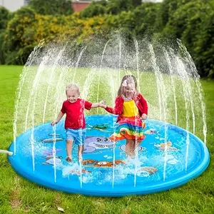 Summer Outdoor Water Play Toy Dolphin Spray Pad, 100cm/40 Inch Round Sprinkler Mat, Garden Water Play Mat for Kids, Kiddie Swimming Pool