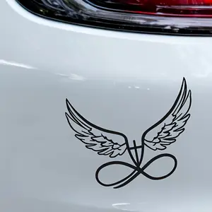 1PC Wing & Cross Style Car Sticker for Car, Motorcycle, Notebook Decoration, Easily Upgrade Item's Faith Trendy Style, Wing & Cross Elements Design Makes Vehicle Decoration Say Goodbye to Monotony, Show Vehicle Enthusiast Faith Proposition