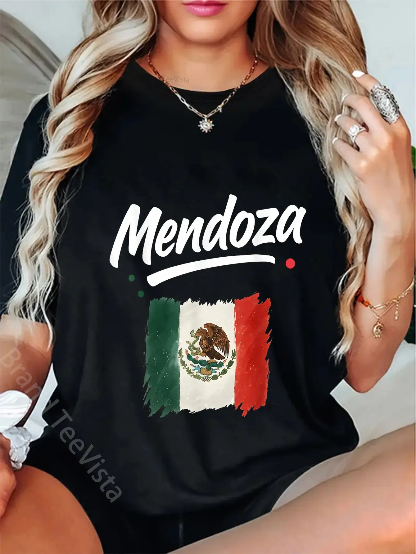 Women's Vintage 100%25 Cotton Casual T-Shirt, Unisex Top with Mendoza Mexico Flag & Spanish Birth Day Name Design