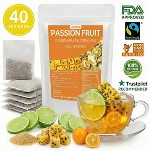 LVSEFOD Premium Kumquat Lemon Passion Fruit Tea, Fruit Tea, 7.05oz (5gx40 packs), composed of kumquat, passion fruit, lemon, rock sugar, fruity indispensation, afternoon tea, health tea, Halloween