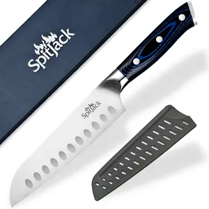 Santoku Chefs Knife for Women and Men. Sharp Japanese Knives for Chopping and Cooking. Home Kitchen Gifts for Cooks, 6.5 Inch Blade. Steel