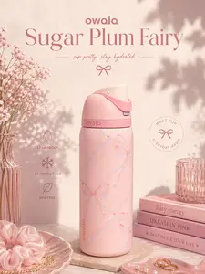 Owala Sugar Plum Fairy 32oz Insulated Stainless Steel Water Bottle with Straw, Bpa-Free Sports Water, Limited Edition Leak-Proof Sports Bottle