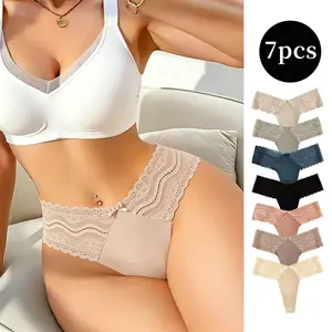 Period Underwear Set: 14 Pcs No Show Lace Thongs & Seamless Cheeky Panties | No Wedgie Invisible# Breathable# Womenswear# Fits# Floral# Party# Printed# Stretchy# Fabric