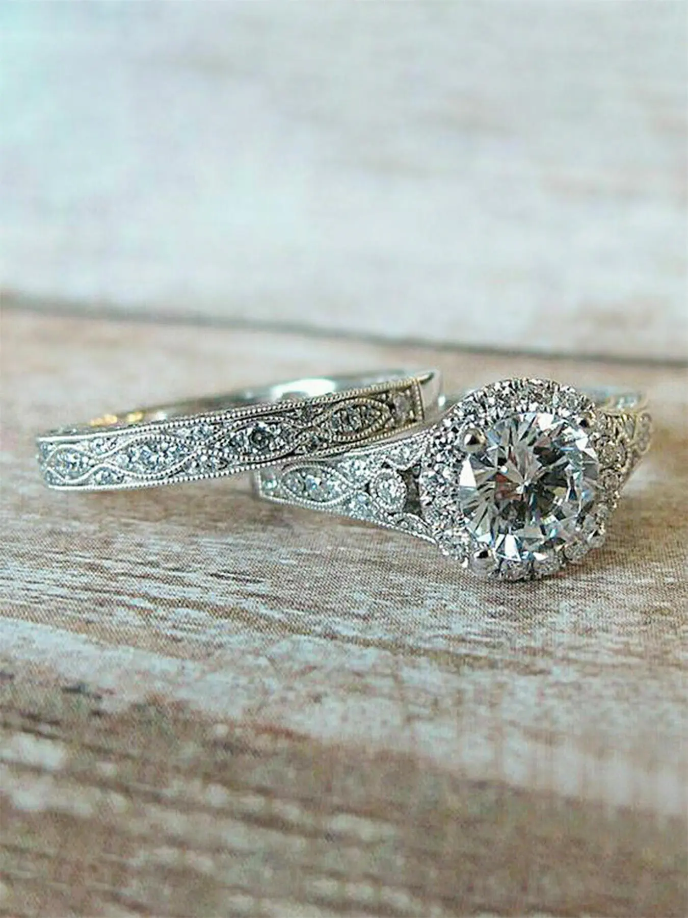 Elegant Rhinestone Decor Promise Rings, 2pcs/set Trendy Engagement Rings, Bridal Rings, Fashion Iced out Jewelry for Wedding Party, Beautiful Rings, Elegant Glittering Ring