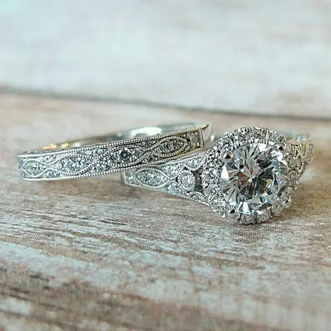 Elegant Rhinestone Decor Promise Rings, 2pcs/set Trendy Engagement Rings, Bridal Rings, Fashion Iced out Jewelry for Wedding Party, Beautiful Rings, Elegant Glittering Ring