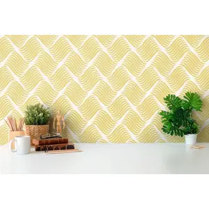 Basketweave Wavy Lines Pattern Peel and Stick Removable Wallpaper - 24inch Wide Roll - High-End Adhesive Backed Fabric Wall-Covering