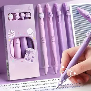 4 Retractable Erasable 0.5mm Pen Set, Quick-Drying Black and Blue Ink, Smooth Writing, Suitable for Study, Office, Diary, Suitable for Students and Office Use