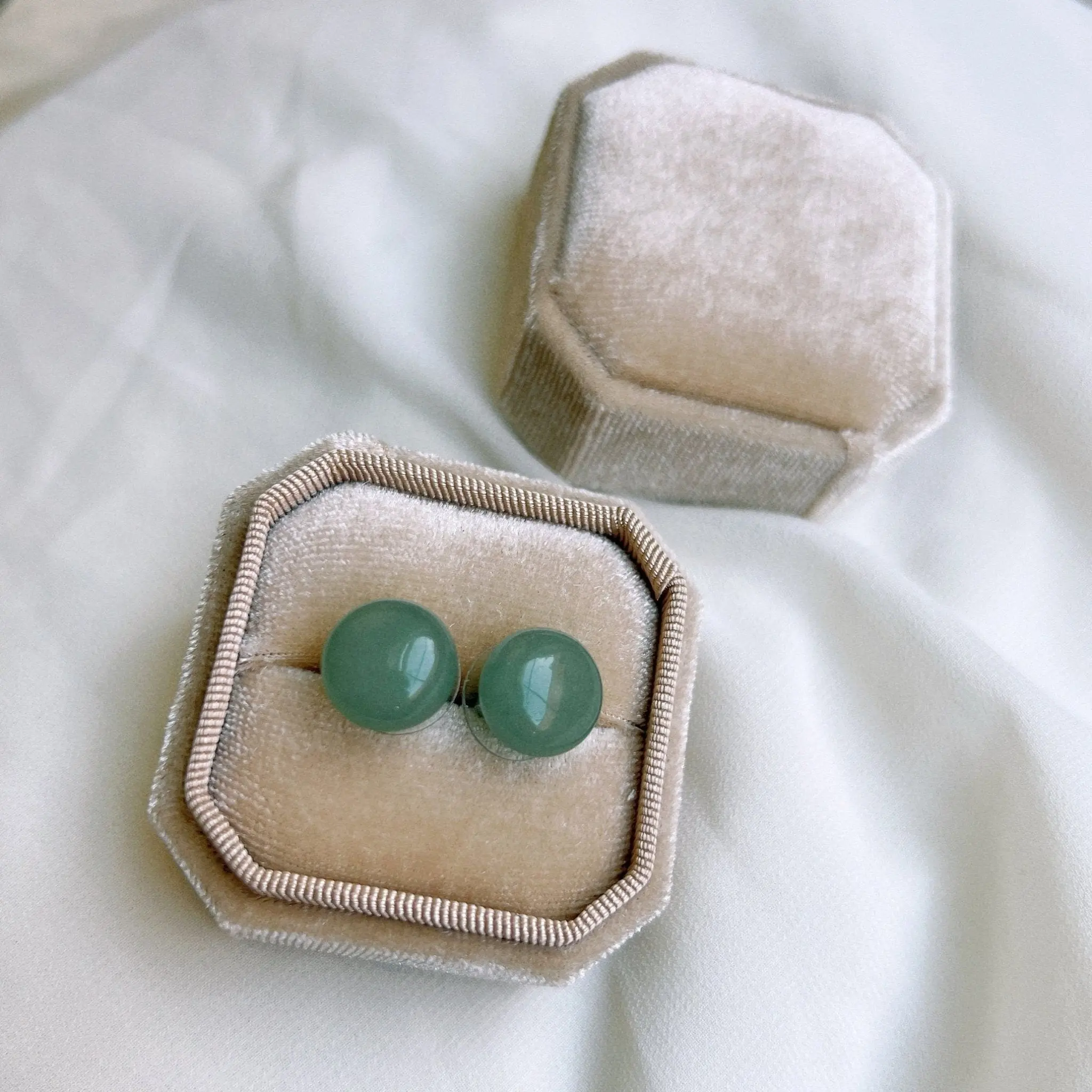 Large Round Natural Stone Earrings