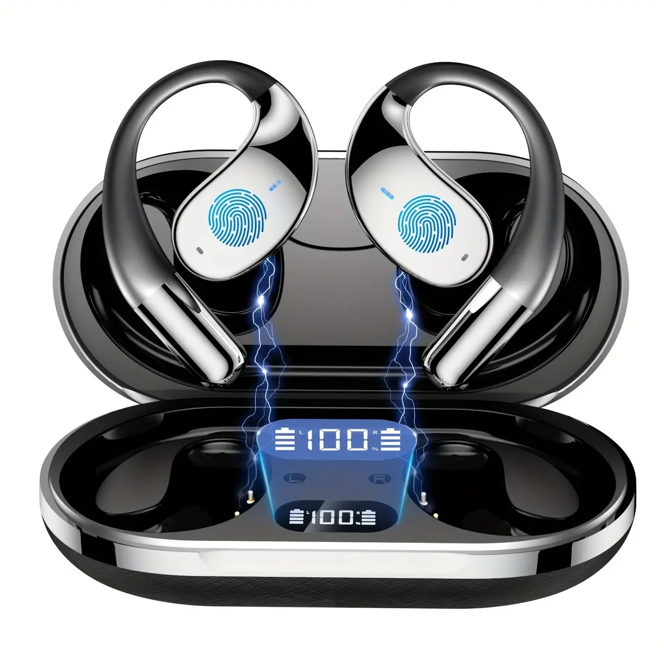 PAVUN Bluetooth earbuds, gaming headphones, headphones with stereo bass and long  battery life, noise-canceling headphones with microphone, calling headphones with an LED display, and sports headphones