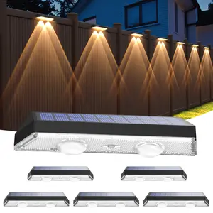 Solar Fence Lights, 7 RGB Colors & 3 White Modes Solar Outdoor Lights, IP65 Waterproof Solar Powered Wall Lights, Auto On/Off Solar Fence Lights for Fence, Patio, Deck, Yard Decor (6 Pack)