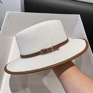 Womens Mens Wide Brim Straw Panama Hat Fedora Summer Beach Sun Hat UPF Straw Hat for Women