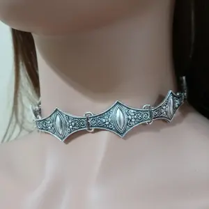 Gothic Vintage silver tone choker
