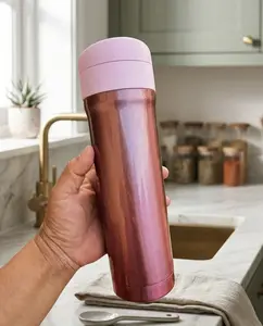 Tupperware 16oz Classic Reusable Insulated Pink Metal Water Bottle - Portable, Washable Kitchenware Drinkware Tumbler