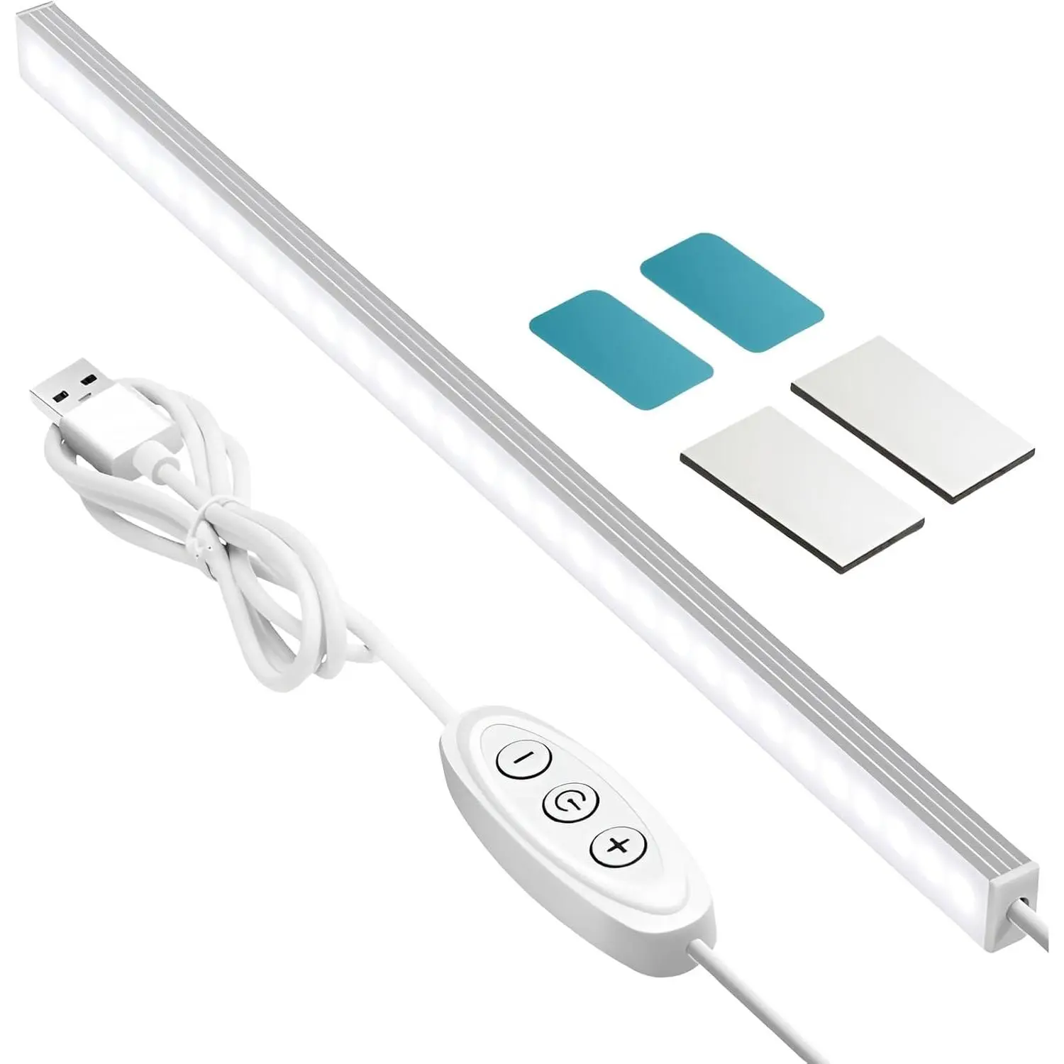 Under Cabinet Lighting, 12 Inch Plug in Light Bar, LED Keyboard Lights, 6000K Cool White Light, Ultra Thin Dimmable Light Bar, Suitable for Kitchen/Desk/Closet/Workbench