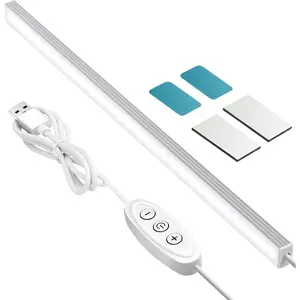 Under Cabinet Lighting, 12 Inch Plug in Light Bar, LED Keyboard Lights, 6000K Cool White Light, Ultra Thin Dimmable Light Bar, Suitable for Kitchen/Desk/Closet/Workbench