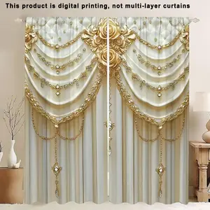 3D Floral Pattern Door Curtain, 2 Counts/set Modern Digital Printing Door Curtain, Home Decorative Curtain for Living Room Bedroom Study Room Bathroom, Home Decoration Curtain
