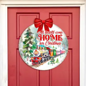 Designocracy 933115H 18x18 in. Wooden Welcome Sign Decoration - "All Hearts Come Home for Christmas" Jolly Christmas Decor Door Accent