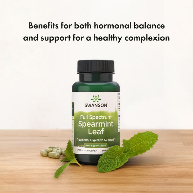 Swanson Full Spectrum Spearmint Leaf 400 mg 60 Capsules Organic Natural Supplement Herbal Healthcare Digestive Support