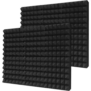 Thick Acoustic  Panels, 12 X 12 X 3 Inch, 12 count Broadband Sound Absorbing, Dense Soundproof Padding Tile, Recording Studio  Absorber, Pyramid Decorative  Wall Ceiling Panel