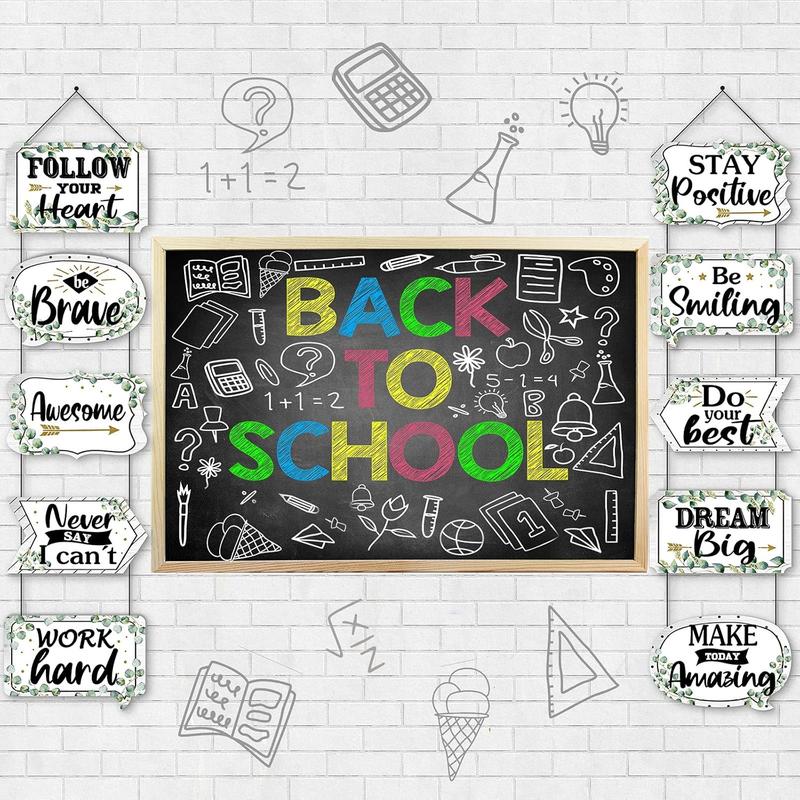 Classroom Decoration Banner Eucalyptus Motivational Banner Poster Inspirational Cards Motivation Porch Sign Positive Sayings Accents Cutouts for  to School Season Office  School