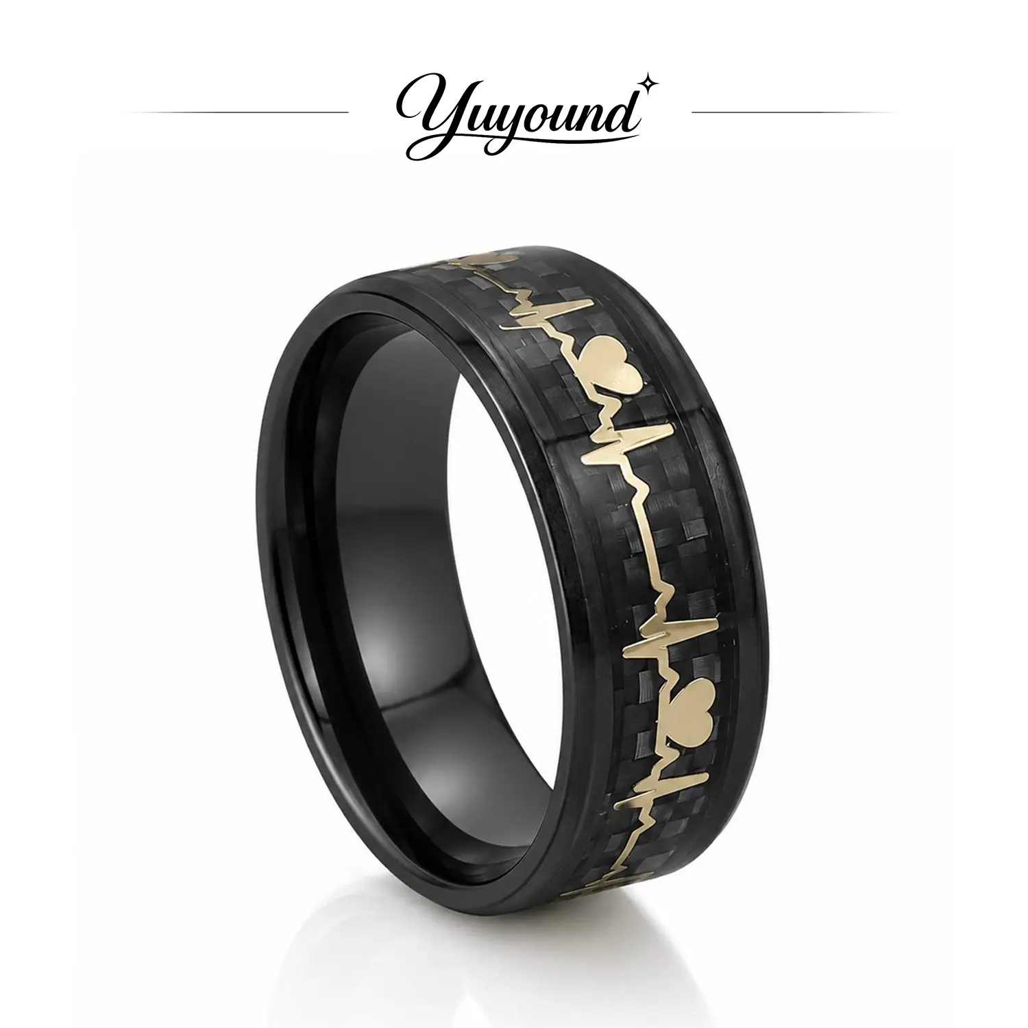 Unisex ring, electrocardiogram pattern ring, fashionable everyday accessory, suitable as an anniversary gift