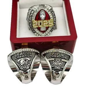 SMNewwest fantasy football championship rings for mens gift fantasy football rings with wooden display box