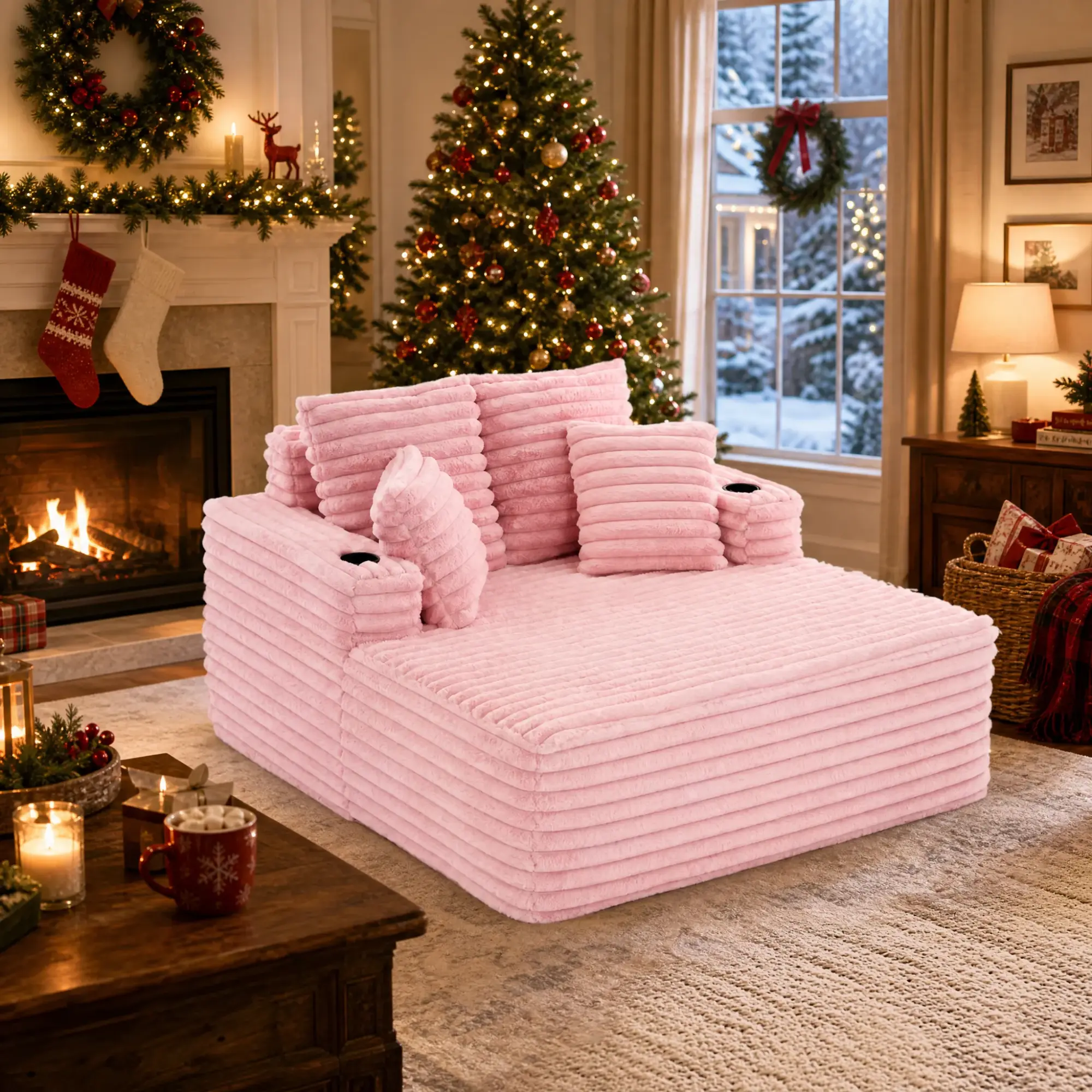 Cloud-shaped chaise lounge sofa, beanbag chair, deep chaise lounge for bedroom and balcony, sofa bed that can be disassembled and washed. Beanbag Loveseat