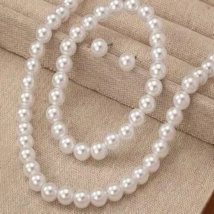 Pearl Necklace, Bracelet, and Earrings Set – Elegant and Graceful Pearl Jewelry Set