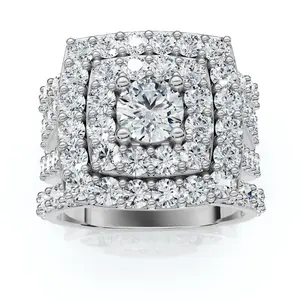 3 ct Diamond Engagement Wedding Cushion Halo Ring Set 10k White Gold Lab Grown