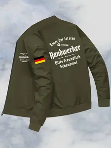 Men's Germany Flag Pattern Jacket, Zipper Baseball Coat, Polyester, Casual & Formal Wear, Durable Fabric, Comfort Fit