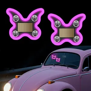 Solar-Powered Car LED Ambient Light, Small Butterfly Neon Light Sign, Atmosphere Light for Car, Bedroom, Party, Festival Decor, Led Car Lights