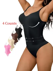 Women's Adjustable Thin Strap Crop Shaping Bodysuit, Tummy Control Shapewear, Essential Strap Bodysuit for Any Season Underwear