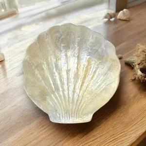 White Capiz Scalloped Clam Shaped Dish - 5-1/2-in