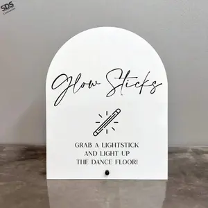 Acrylic Fluorescent Stick Sign, Script Text, Minimalist Design, Wedding Party Dance Floor Interaction, Clear Fun Text