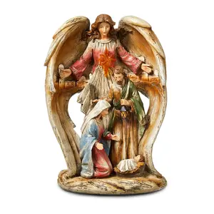 Glitzhome Resin Nativity Holiday Table Top Ange
