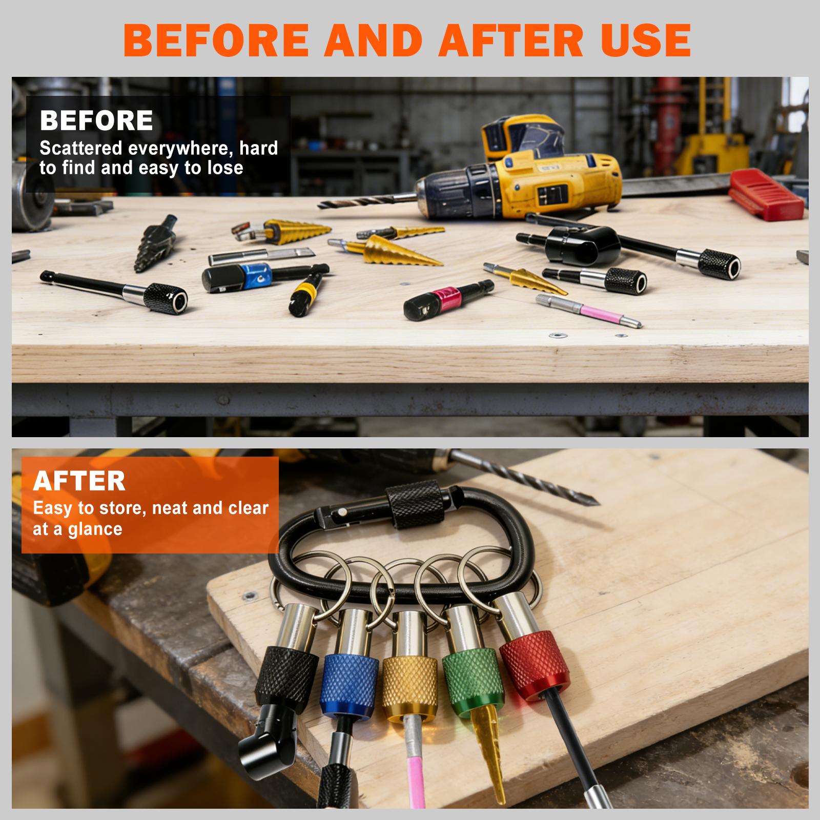 5PCS Aluminum Alloy Screwdriver Bit Holder Keychain Pendant, 1/4" Hex Quick-Release Extension Bar with Carabiner, Portable Drill Bit Organizer for DIY Hardware Tools Hanging Lightweight Hangable 5PCS Aluminum Alloy Screwdriver Bit Holder Keychain Pendant, 1/4" Hex Quick-Release Extension Bar with Carabiner, Portable Drill Bit Organizer for DIY Hardware Tools Hanging Lightweight Hangable