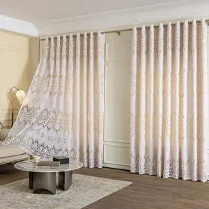 Jacquard Double-layer Blackout Curtain, 1 Pair Modern Minimalist Curtain, Elegant Home Curtain for Living Room & Bedroom Decor, Home Decoration Curtain