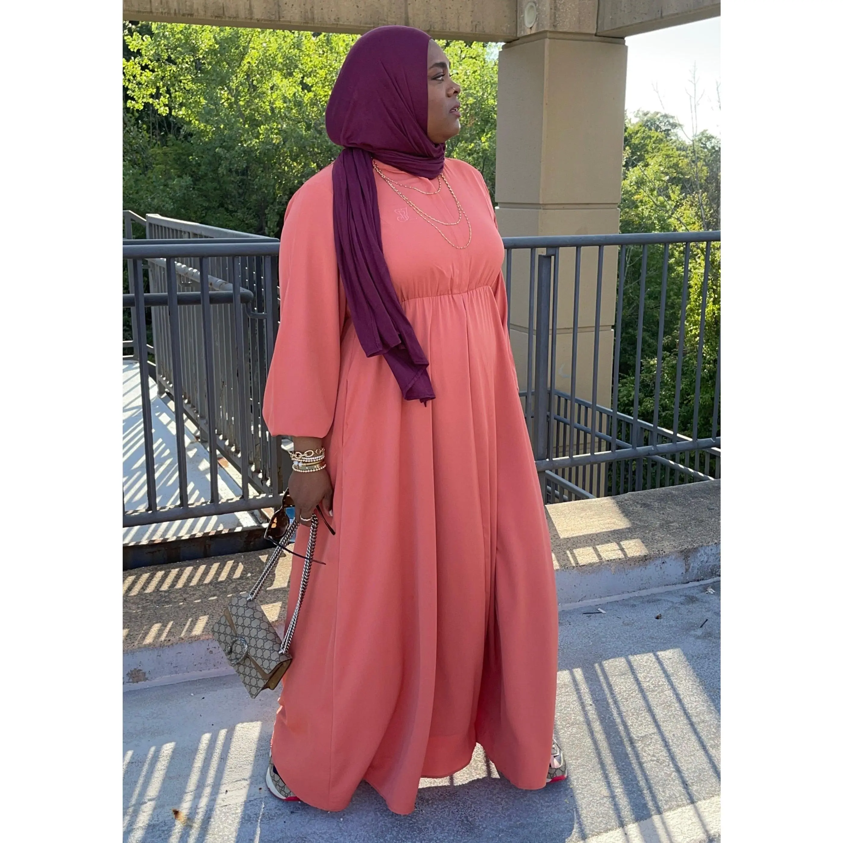 Aisha Dark Salmon Dress - Versatile Long Dress with Trousers, Perfect for Any Occasion