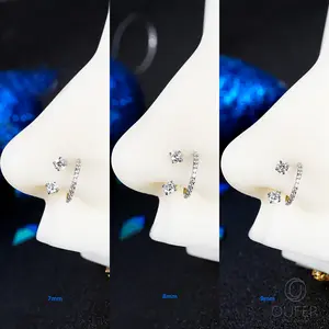 Oufer 20G Horseshoe Threadless/Push Pin AAA+ Grade CZ Nostril Cartilage Lobe Piercing Ring Inner Diameter 7mm 8mm 9mm 316L Stainless Steel