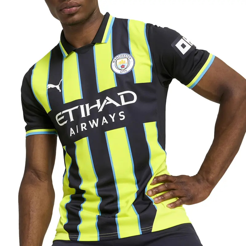 PUMA Mens Manchester City F.C. Away Collared Short Sleeve Replica Jersey Casual - Blue