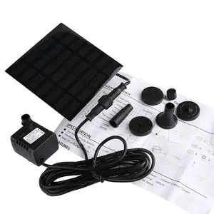 Solar Power Square Fountain with 6 Nozzles for Bird Bath & Garden Pool Modern Water Feature Eco Friendly Pump 4.33x4.33 Inches Panel 118 Inch Cable 100CM Head 180L/H Flow Sun Sunlight